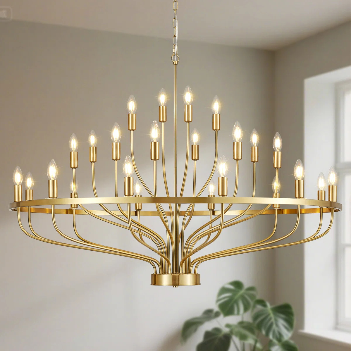 Mid Century Modern Large Golden Chandelier | Wayfair North America