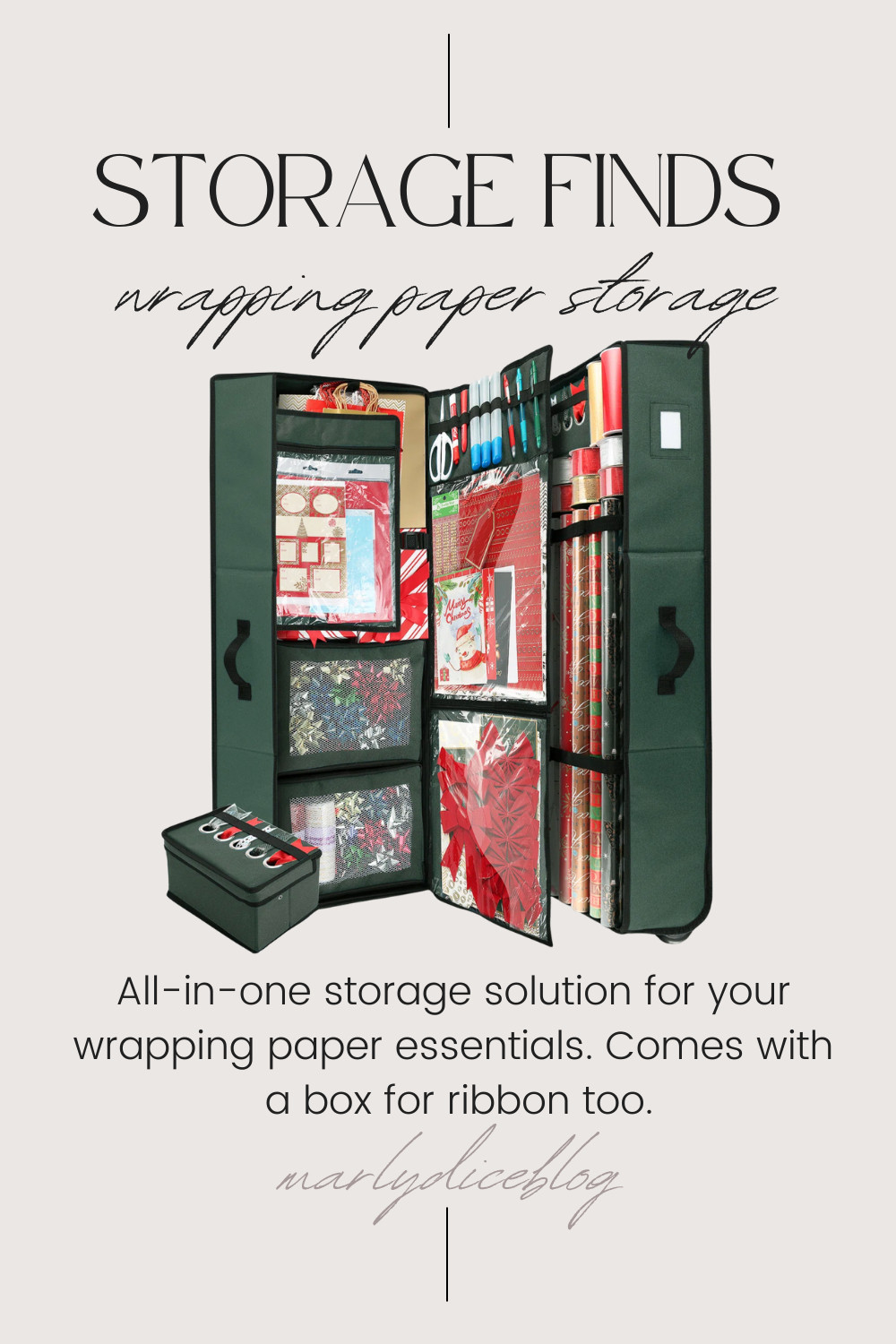 Wrapping paper storage - part of the End of Year Clearance! Amazing storage option for wrapping paper and ribbon. It fits up to 40 rolls. It also has rolling wheels. 

Organization must have!  

 #LTKHome #LTKFindsUnder100
