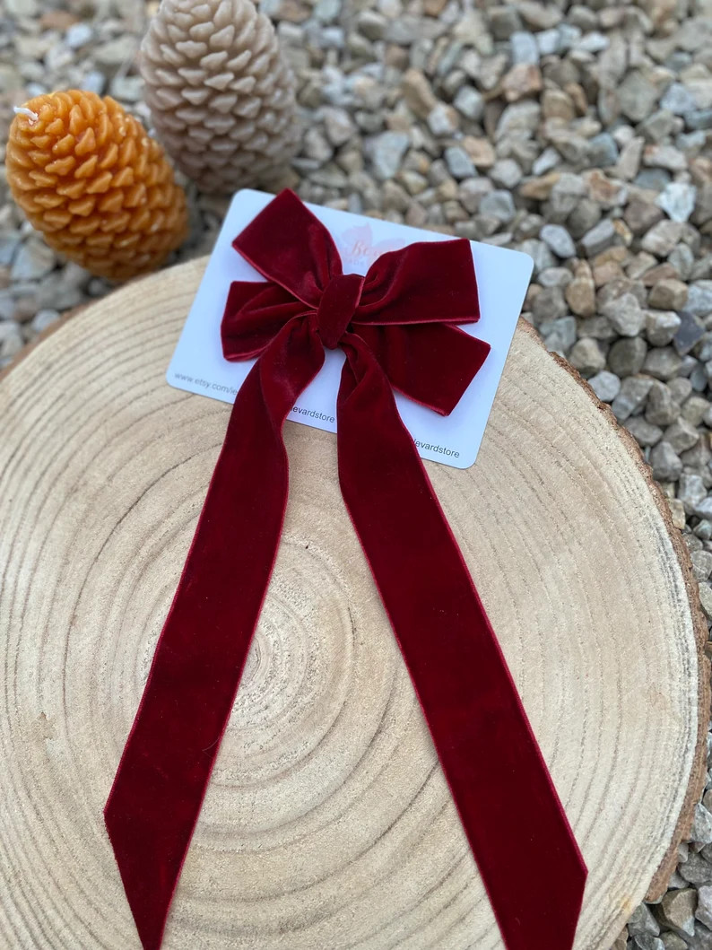 Deluxe Velvet Bow Burgundy - Etsy | Etsy (US)