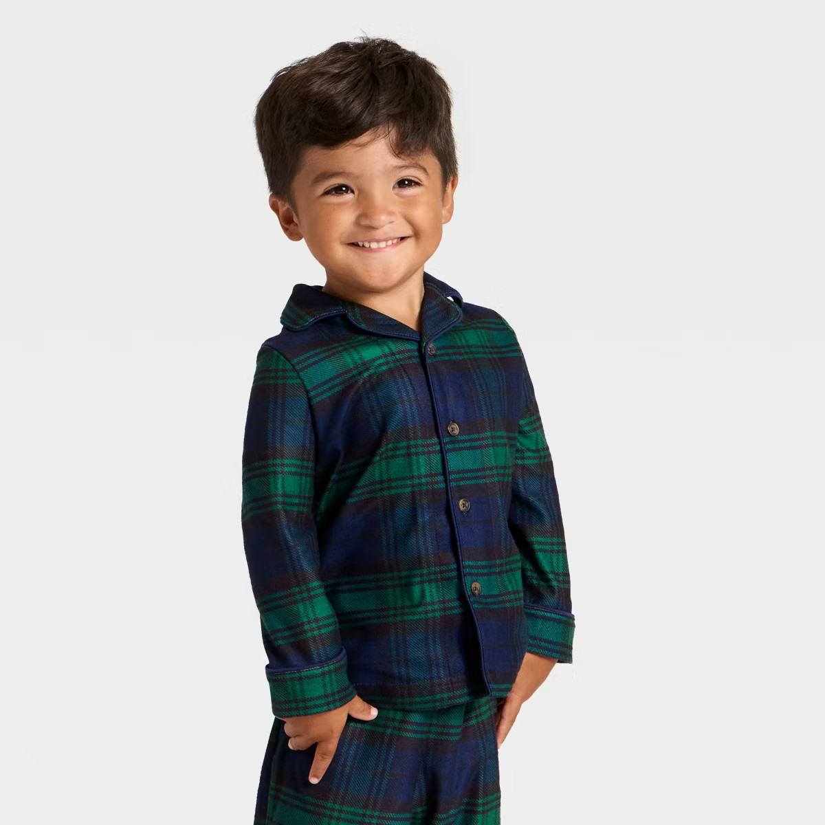Toddler Plaid Long Sleeve Shirt and Pants Holiday Matching Family Pajama Set - Wondershop™ Navy... | Target
