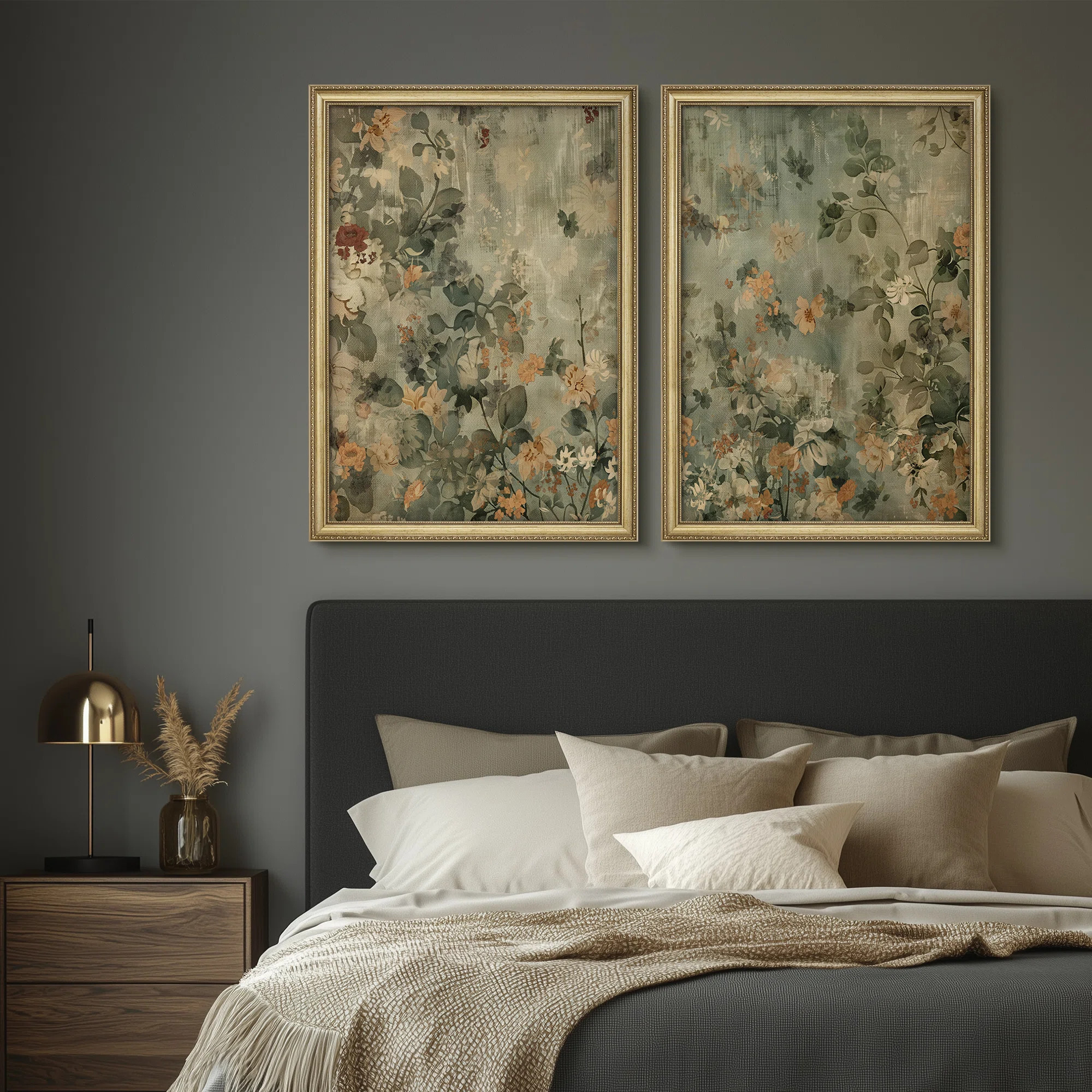 Premium Framed Wall Art Vintage Fine Art Antique Classic for Bedroom - 26"x36" Gold Set of 2 | Wayfair North America