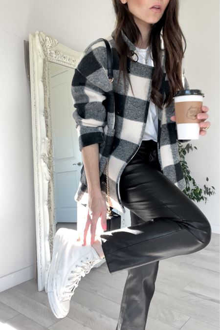 Casual leather pants outfit 🖤☕️

Leather pants with sneakers outfit, cream chucks, black leather pants, plaid jacket, cute plaid jacket, winter outfit, plaid jacket outfit, sneakers outfit, chucks outfit, white chucks outfit, cream chucks outfit, cream converse outfit, white converse outfit, leather pants outfit 

#LTKunder50 #LTKstyletip #LTKunder100