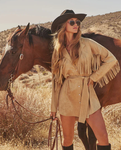 Feeling all the western charm in this Olya Suede Wrap Tie Fringe Mini Dress in tan 🤠✨ With faux-suede buttery soft feel + subtle stretch, this shirt-dress silhouette has fringe detail, lapels, snap button front & a detachable waist tie so you decide if you want shape or flow.

Wearing size S — relaxed fit, perfect for brunch, concerts, festival vibes or date nights. Hand wash cold, hang or lay flat to dry—don’t skip the low iron for suede texture.

Tap to shop before sizes XS-XL sell out. Free & easy returns + style inspo coming soon!

#SuedeDress #FringeMini #WrapTieDress #TanDress #FestivalStyle #BohoChic #WesternVibes #ShirtDress #SummerEveningLook #OOTD #ViciCollection #DailyDrop #FallFashion #DateNightDress  

 #LTKFallSale #LTKSeasonal #LTKStyleTip