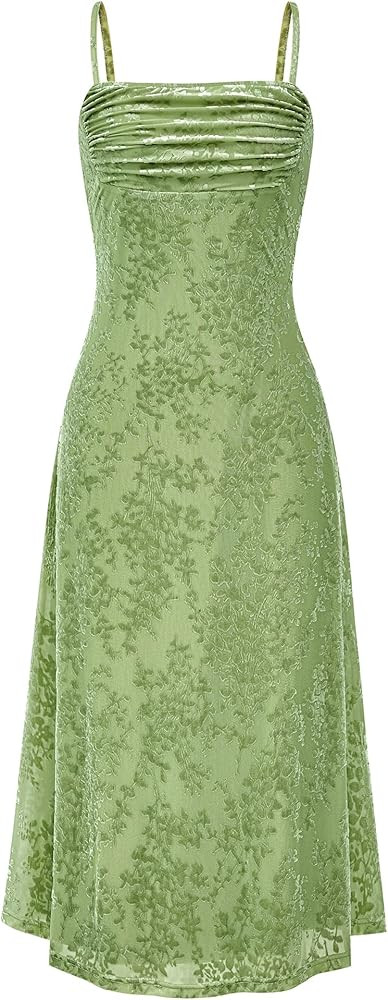 Women's Summer Dress Sleeveless Spaghetti Strap Midi Dress Sexy Cowl Neck Floral Cocktail Dress P... | Amazon (US)