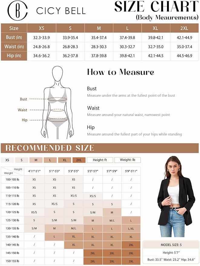 Cicy Bell Womens Casual Blazers Open Front Long Sleeve Work Office Suit Jackets Blazer | Amazon (US)