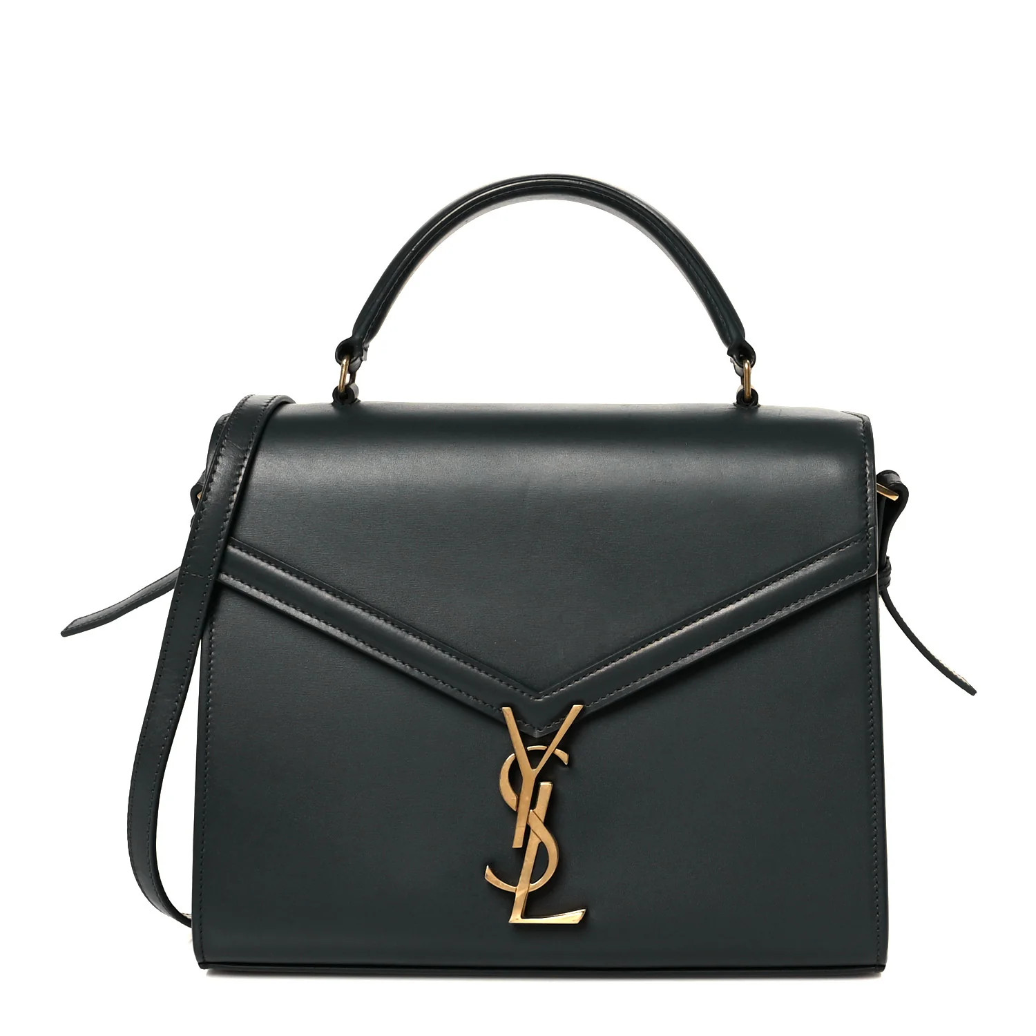 Smooth Calfskin Medium Classic Monogram Cassandra Top Handle Dark Smog | FASHIONPHILE (US)