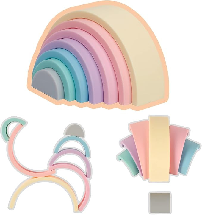 Silicone Stacking Rainbow, Silicone Baby Stacking Toys, STEM Toys, Stacking Toy & Teething Toys, ... | Amazon (US)