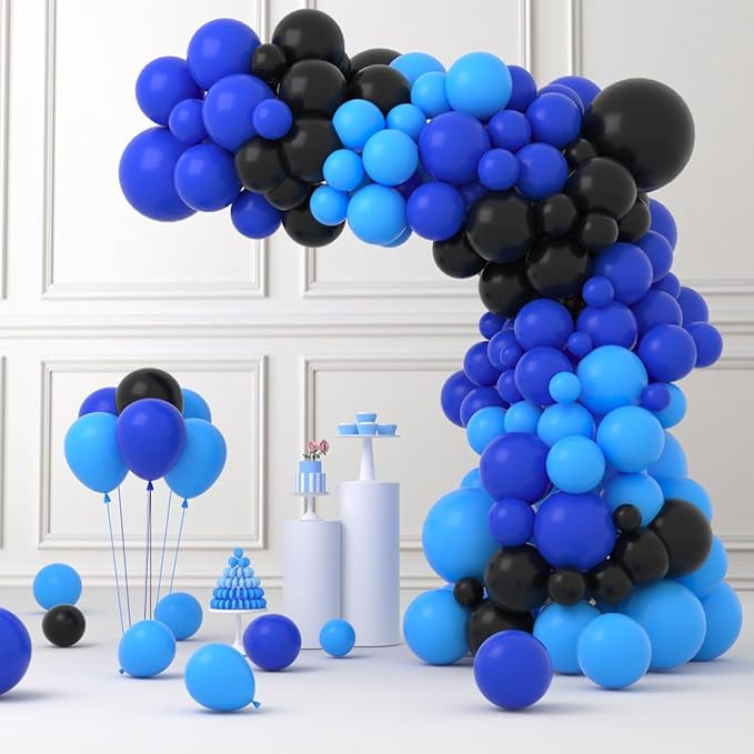 Blue and Black Balloon Garland Arch Kit, 122PCS Black Light Blue Royal Blue Balloons for Boys Vid... | Amazon (US)