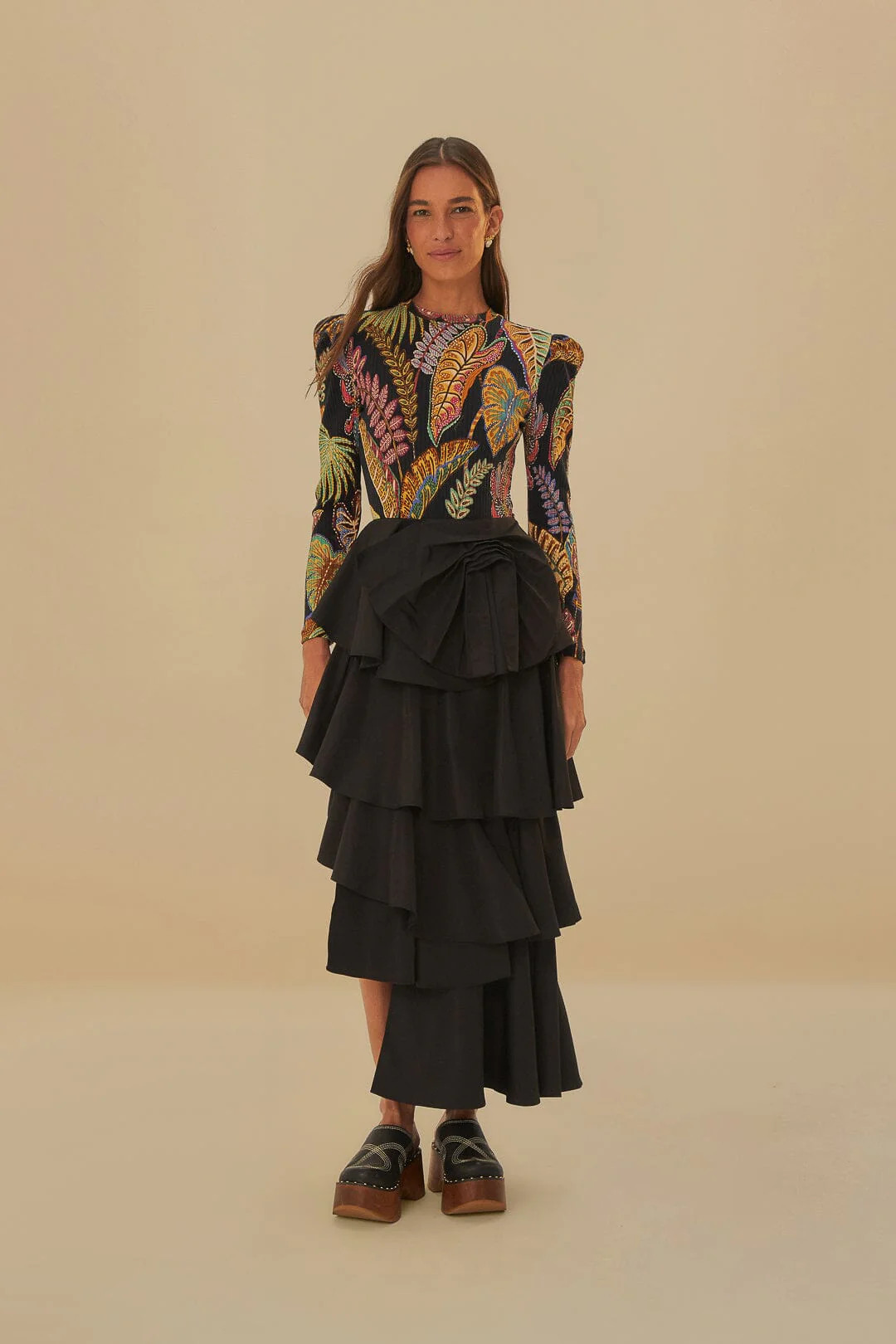 Cool Foliage Black Bodysuit | FarmRio (US)