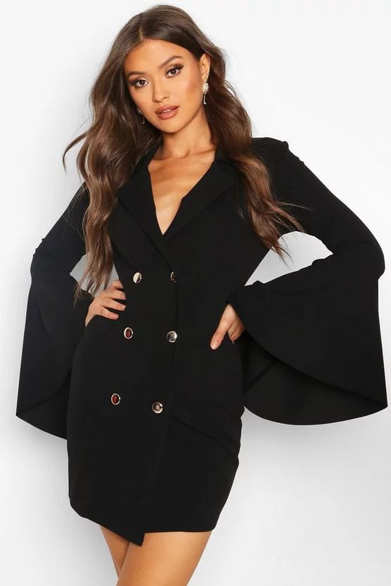 Flared Sleeve Blazer Dress | Boohoo.com (US & CA)