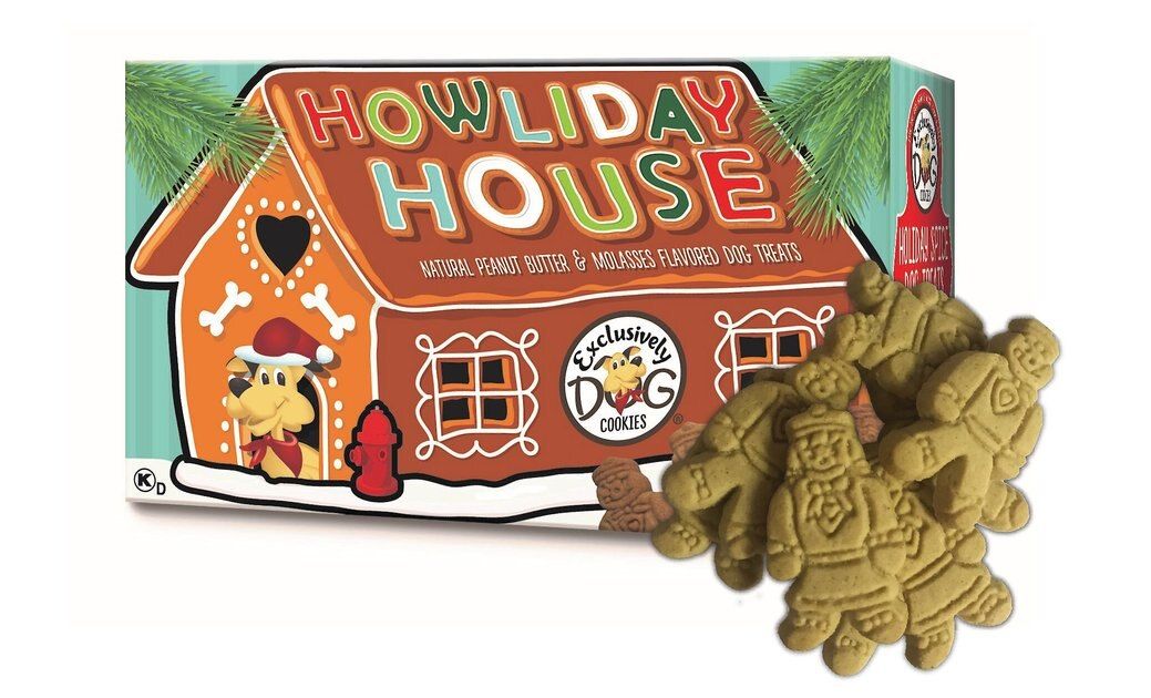 Exclusively Dog Howliday House Peanut Butter & Molasses Flavor Dog Treats, 2-oz box | Chewy.com