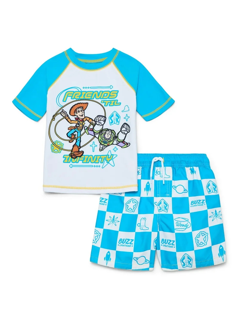 Character Toddler Boy Short-Sleeve Rash Guard and Swim Trunk Set, Sizes 12M-5T | Walmart (US)