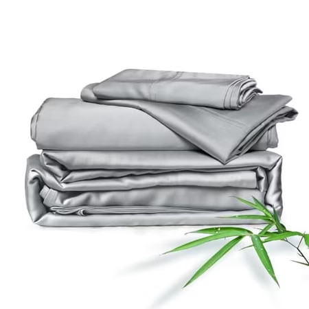 ClevaHome 4-Piece King Bamboo Bed Sheet Set, 100% Organic Cooling Fabric, 25" Deep Pocket, Silver | Walmart (US)