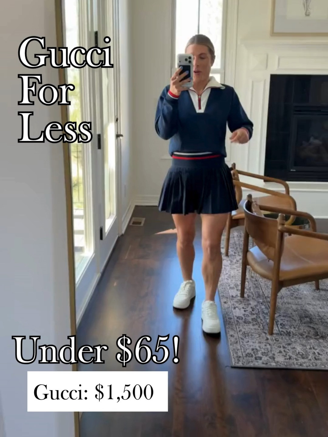 Country club chic on a dime under $65, Gucci vibes with this pleated skirt for tennis or golf swings. Magic sweatshirt set seals the whimsical win! 🎾🤍✨
#guccidupe #countryclubchic #pleatedskirt #tennisoutfit #golfstyle #sweatshirtset #sportychic #springfashion #casualluxe #ltkfashion 

 #LTKootd #LTKActive