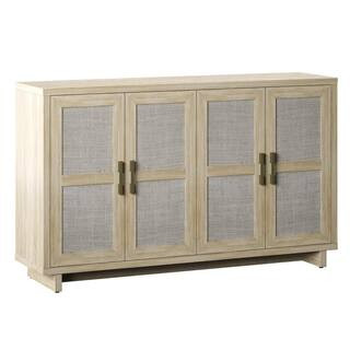 Twin Star Home Bishop Oak MDF 59.5 in. Coastal Sideboard with Linen Inspired Accents TC60-7030-PO... | The Home Depot