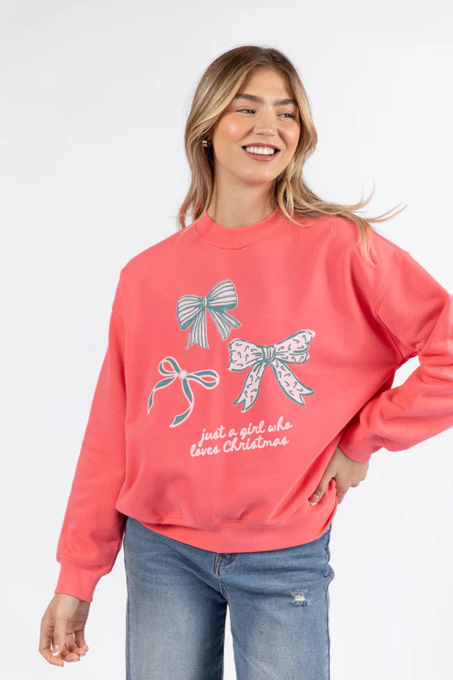 Just A Girl Who Loves Christmas Gumdrop Red Graphic Sweatshirt | Pink Lily