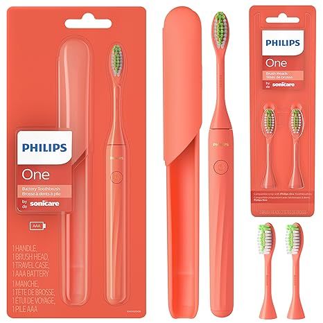 Philips One by Sonicare Battery Toothbrush, Brush Head Bundle, Miami Coral, BD1001/AZ | Amazon (US)