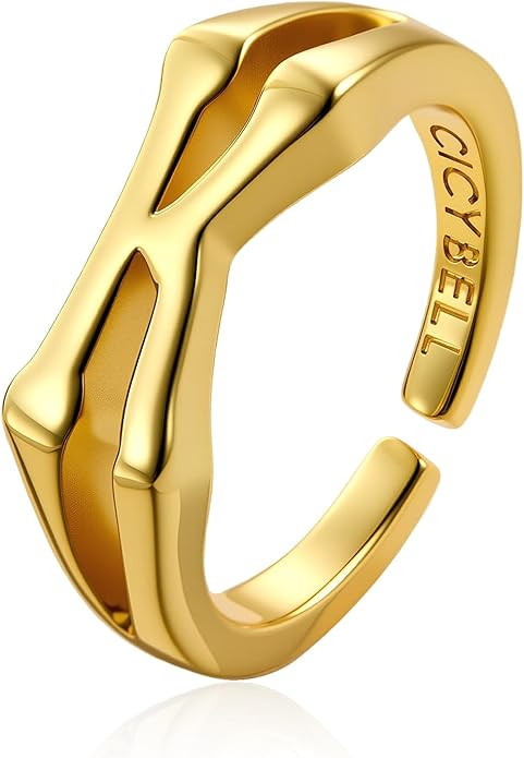 Cicy Bell Womens 18k Gold Plated Initial Statement Rings Bold Letter Personalized Initial Stackin... | Amazon (US)