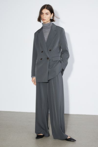 Double-breasted Jacket - Dark gray - Ladies | H&M US | H&M (US + CA)