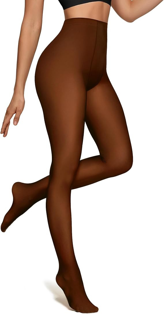 OEAK Womens Fleece Lined Tights Fake Translucent Pantyhose Thermal Opaque High Waisted Winter Leg... | Amazon (US)