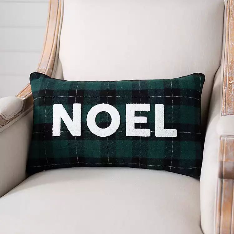 New!Green and Black Plaid Noel Pillow | Kirkland's Home