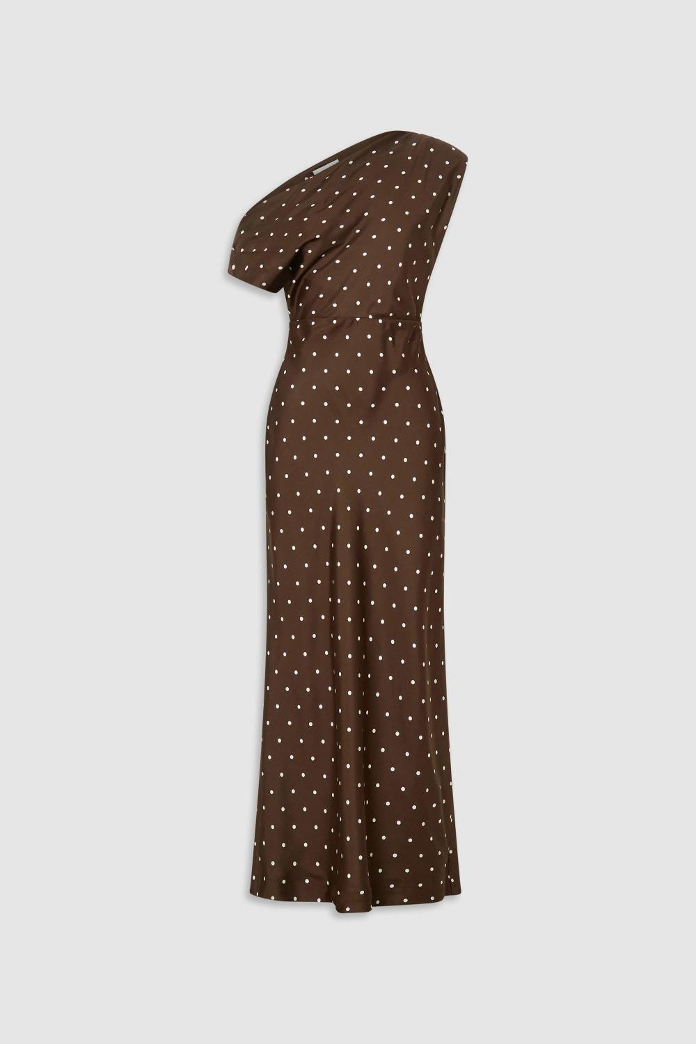 Graphic Spot Dress Dark Chocolate | Oroton