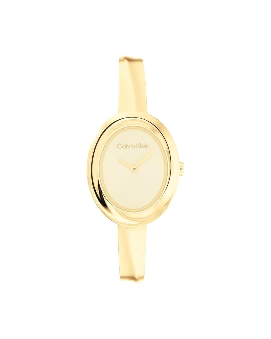 Calvin Klein Women's Twisted Bezel - 24mm 2H Quartz Watch - Adjustable Stainless Steel Bangle - W... | Amazon (US)
