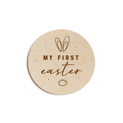 Click for more info about My First Easter Baby Wooden Milestone Card, First Holiday, Wood Disc, Marker, Modern, Wooden Plaq...