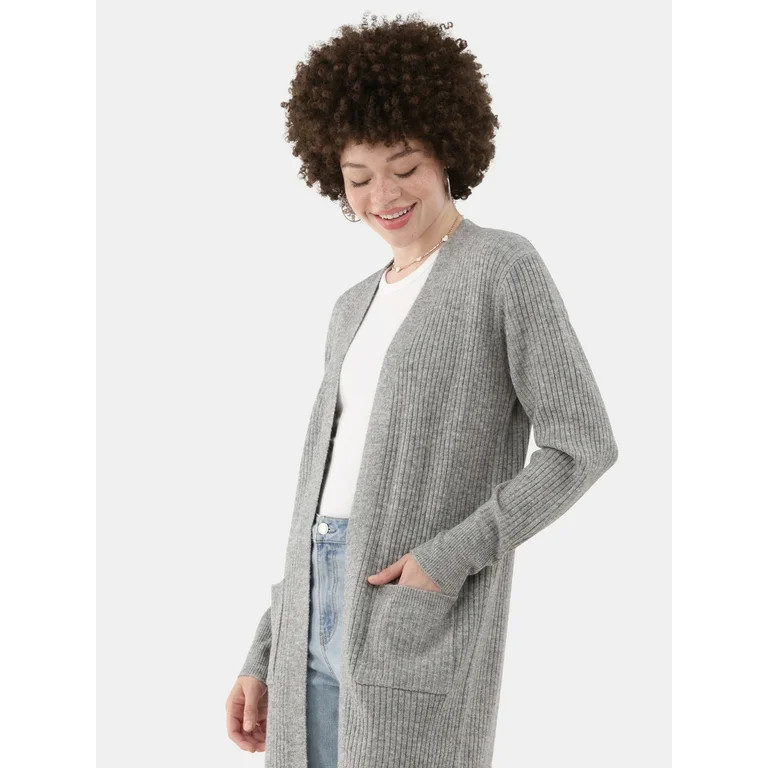 No Boundaries Ribbed Duster Cardigan Sweater, Women’s - Walmart.com | Walmart (US)