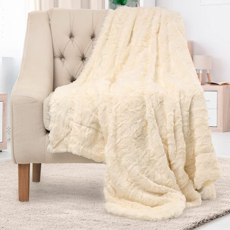 Faux Fur Throw Blanket Creamy White Super Soft Furry Plush Comfy Shag Thick Throws and Blankets 50X6 | Walmart (US)
