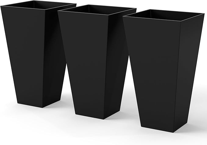 Outsunny Tall Planters for Outdoor Plants Set of 3, 28 in Taper Planters with Drainage Holes, Ind... | Amazon (US)