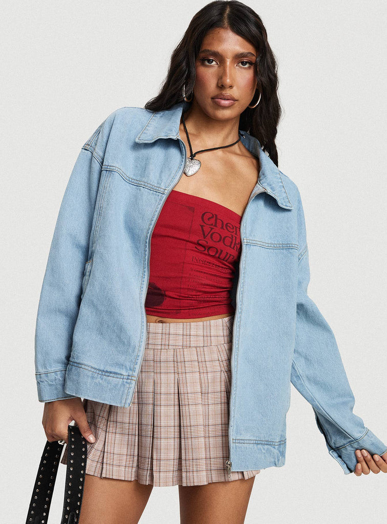 Goldsmith Denim Bomber Jacket Light Wash | Princess Polly US