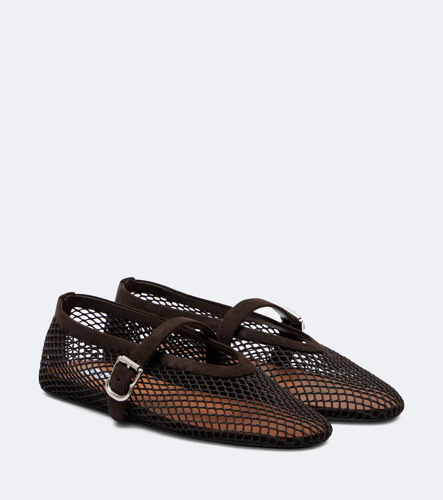 Alaia Suede-trimmed mesh ballet flats | Mytheresa (UK)