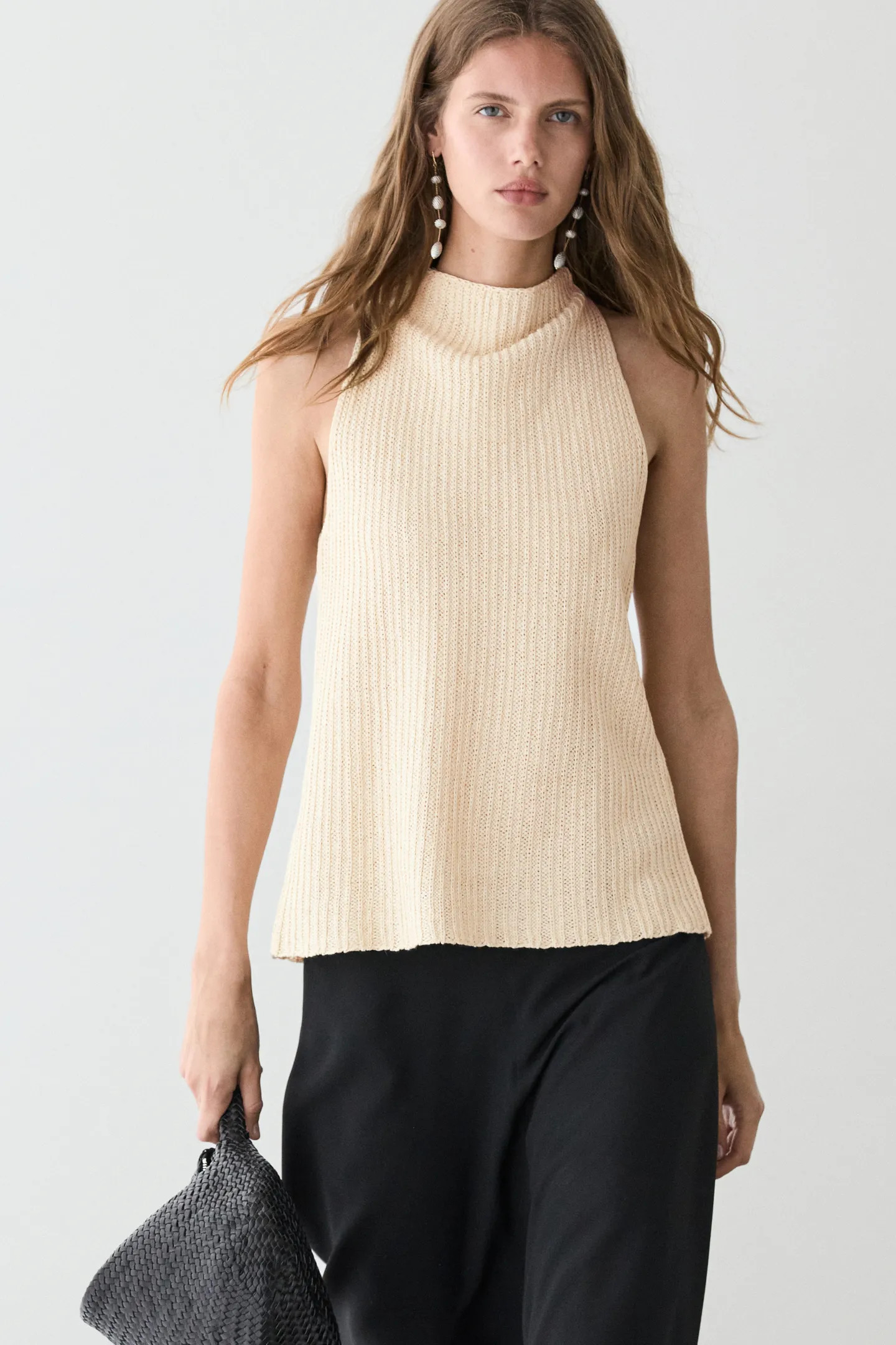 LINEN BLEND KNIT TOP | Massimo Dutti UK