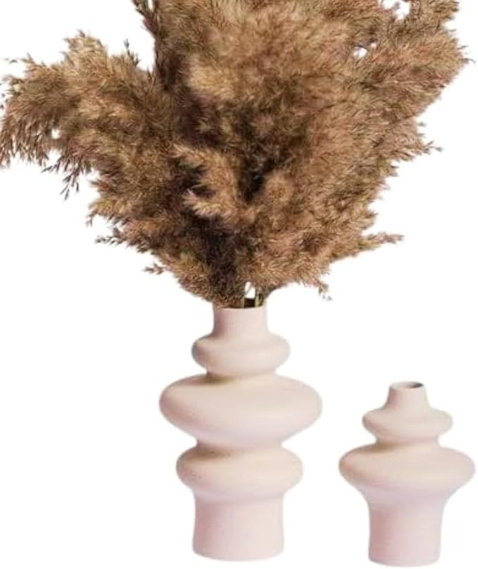 Kimisty Ceramic Vases Set 2, Wavy Modern Totem Vases, Pampas Decor, Irregular Abstract Decor, Lar... | Amazon (US)