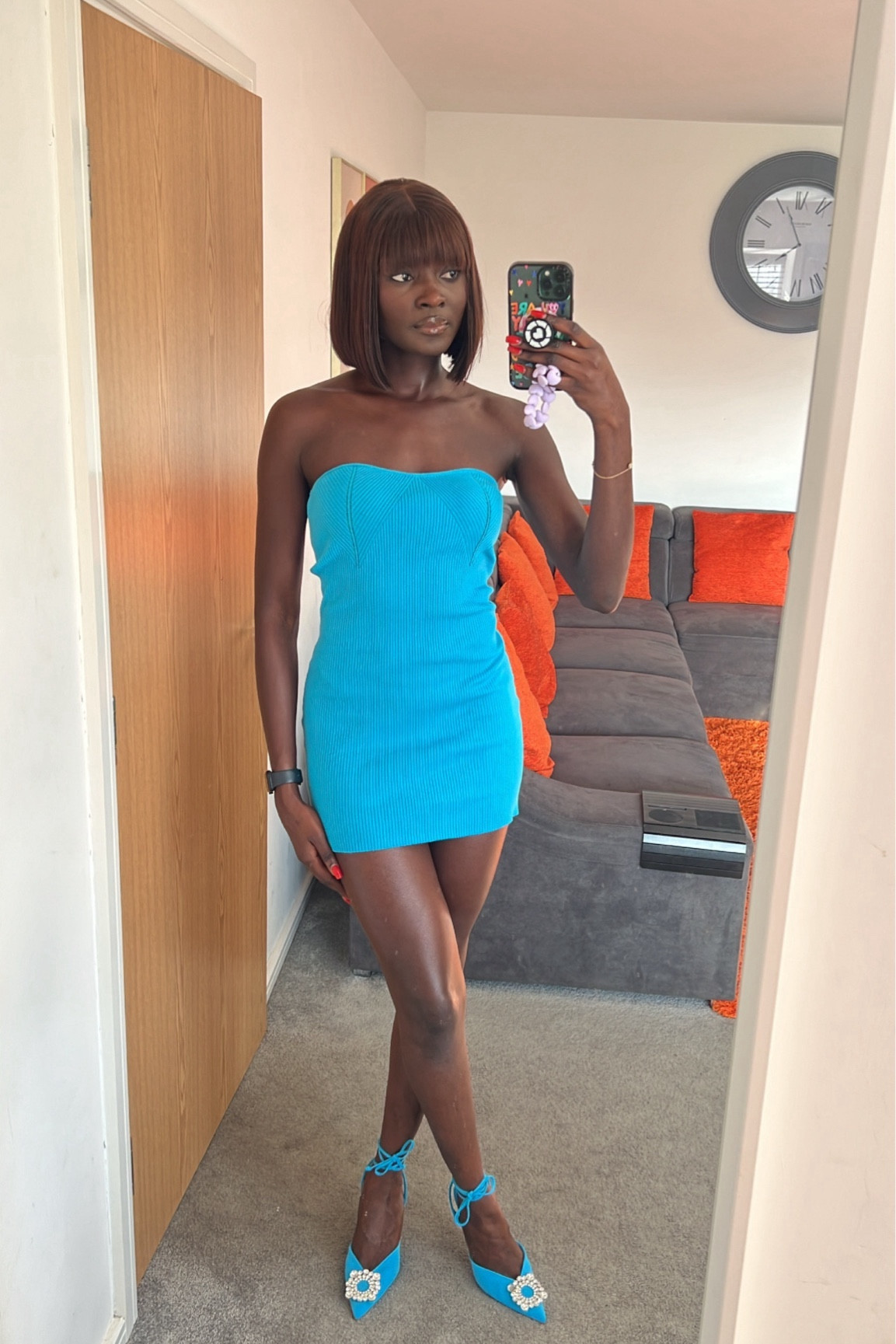 blue dress date night Cupshe Night Out Abstract Midi Dress - Blue