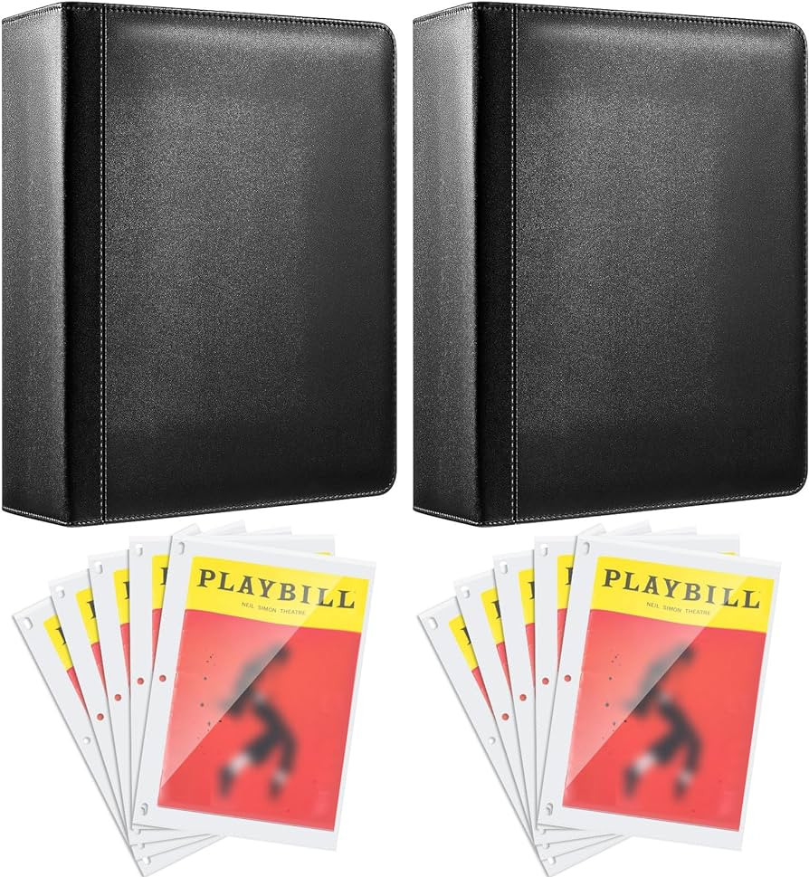 Ctosree 2 Pcs Pu Leather Broadway Playbill Binder Black 3 Ring Binder Organizer Heavy Duty Broadw... | Amazon (US)