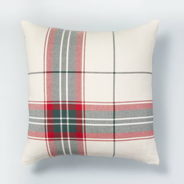 24"x24" Holiday Plaid Square Throw Pillow Green/Red - Hearth & Hand™ with Magnolia | Target