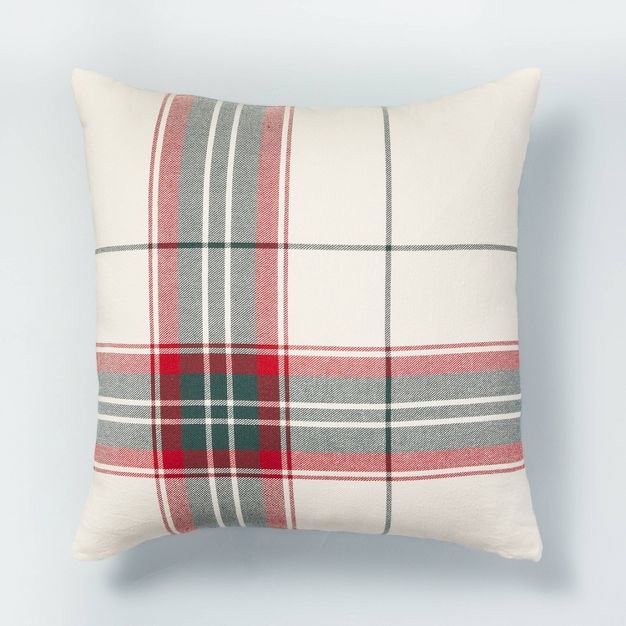 24"x24" Holiday Plaid Square Throw Pillow Green/Red - Hearth & Hand™ with Magnolia | Target