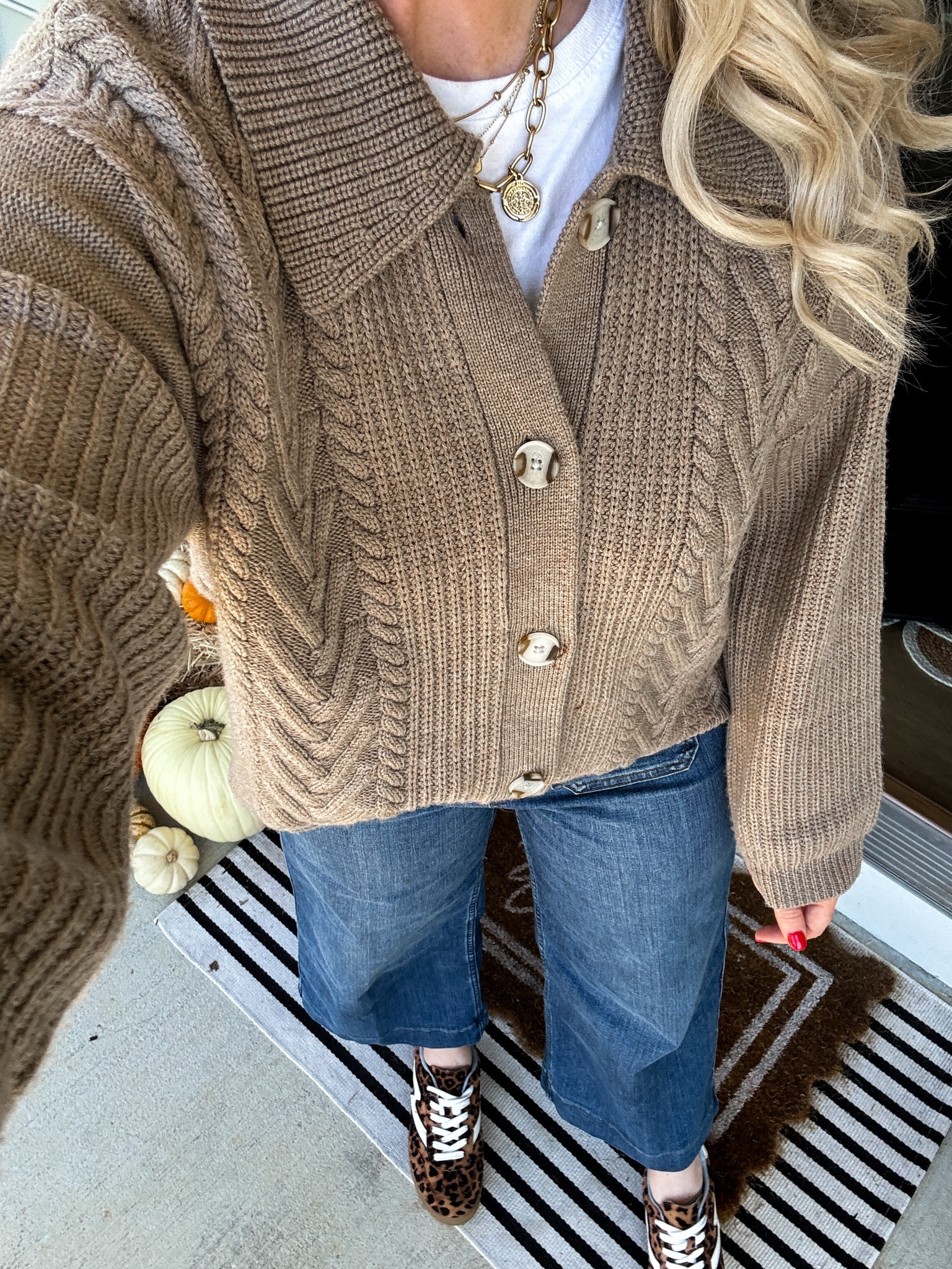 Outfit of the day, ootd, Wool cardigan, Spanx jeans, leopard sneakers 

Medium 

#LTKSaleAlert #LTKSeasonal #LTKFindsUnder100