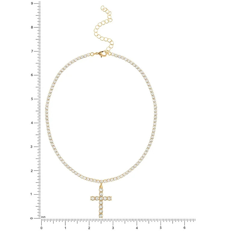 Jessica Simpson Women's Crystal Cubic Zirconia Cross Necklace | Walmart (US)