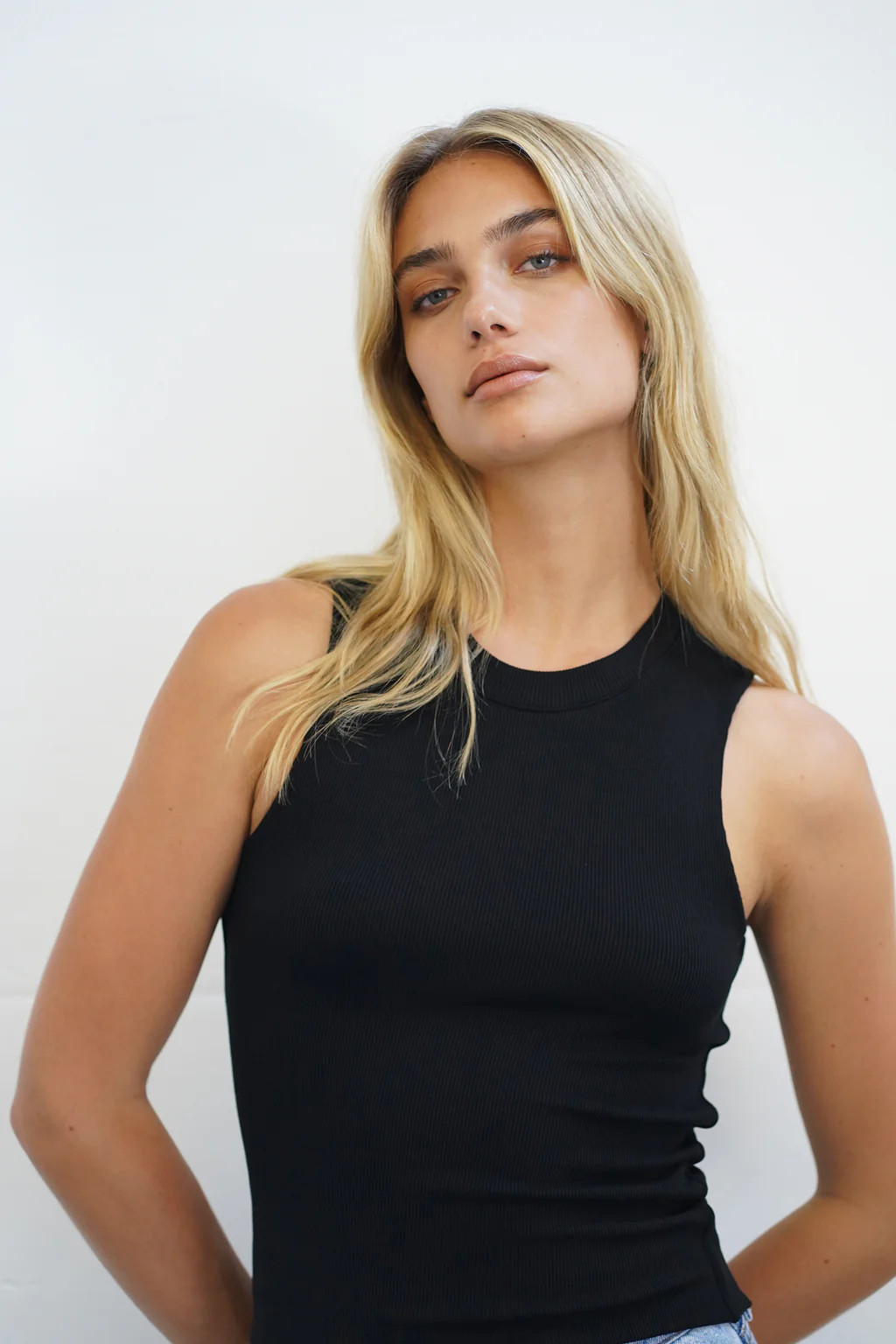 Ribbed Double Layer Sleeveless - Black | LNA Clothing