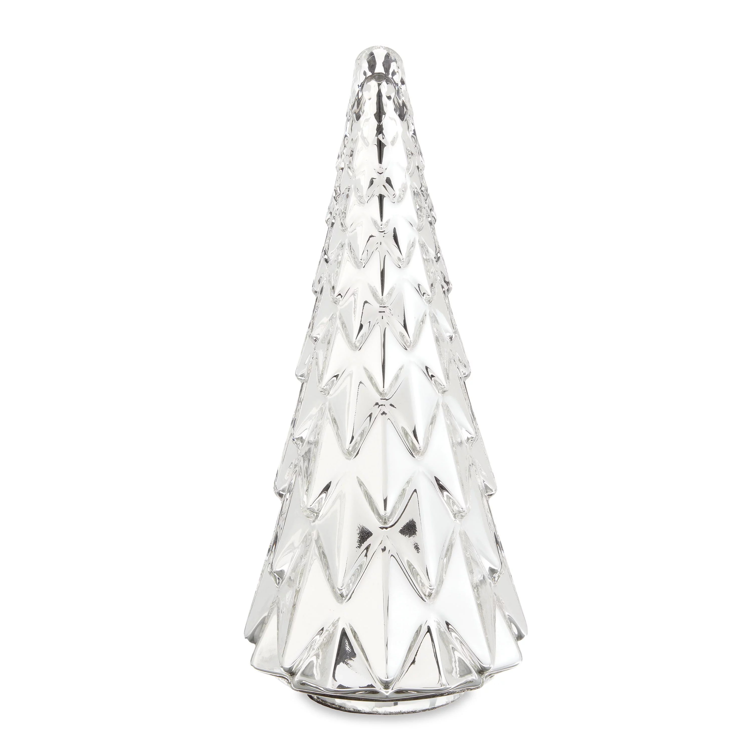 Holiday Time Christmas Shiny Silver Glass Tree Tabletop Decoration, 12-Inch | Walmart (US)
