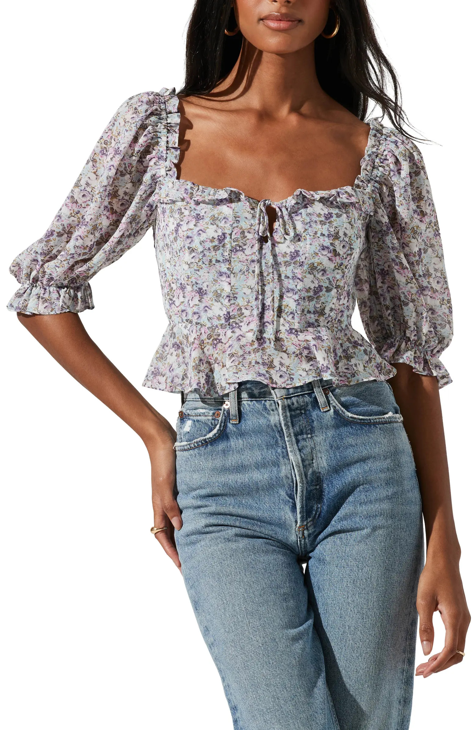 Puff Sleeve Crop Blouse | Nordstrom