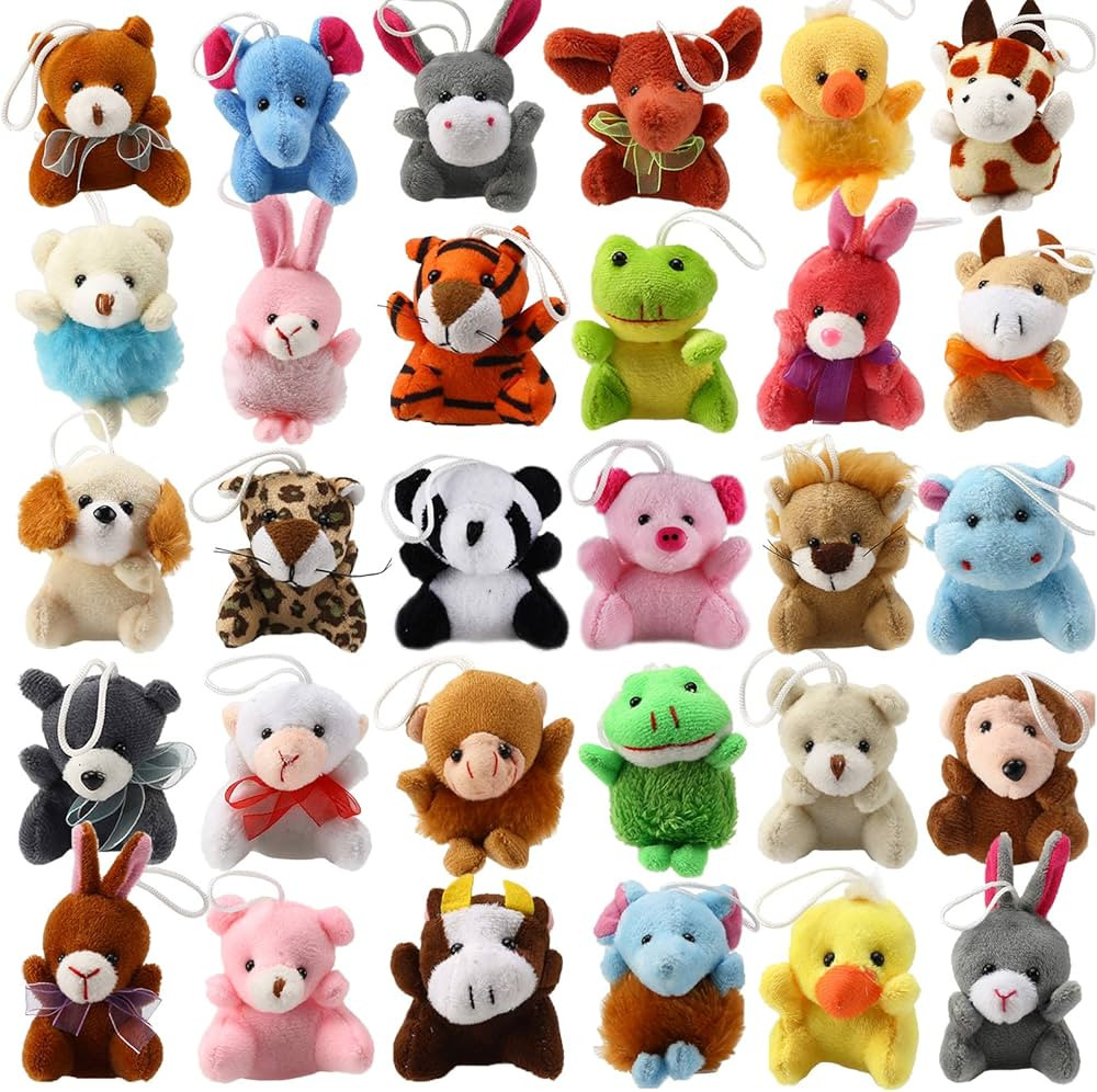 32 Piece Mini Plush Animal Toy Set, Cute Small Animals Plush Keychain Decoration for Themed Parti... | Amazon (US)