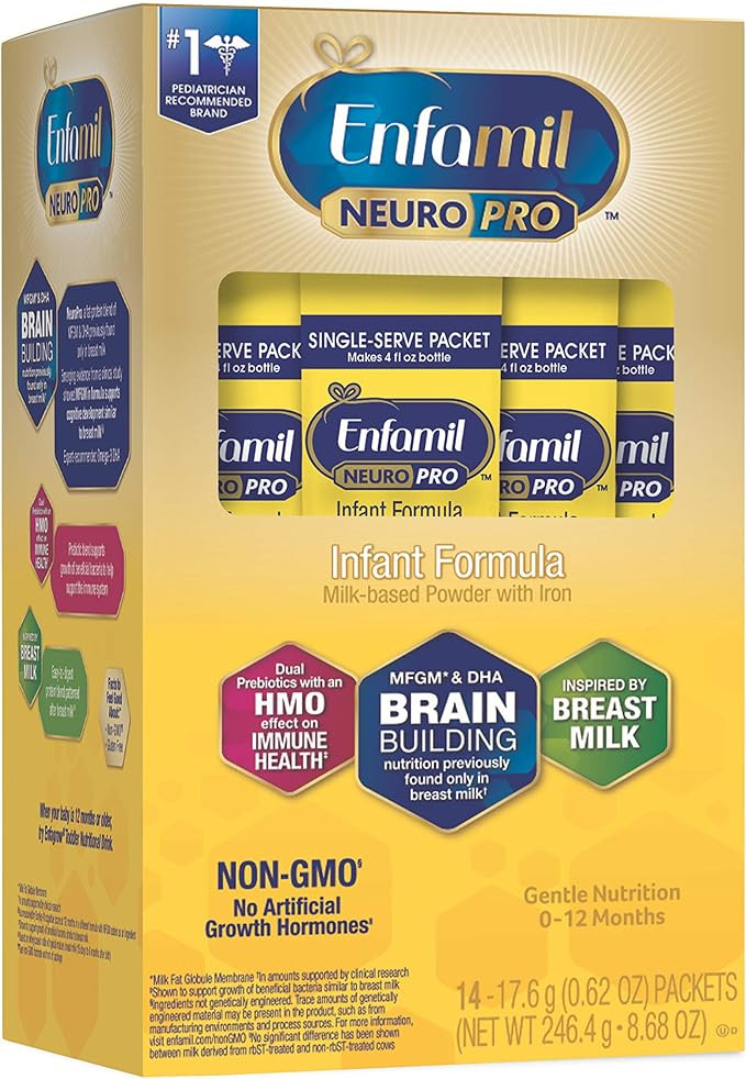 Enfamil NeuroPro Baby Formula Milk Powder, 14 Single Serve Packets (17.6 Gram Each) - MFGM, Omega... | Amazon (US)