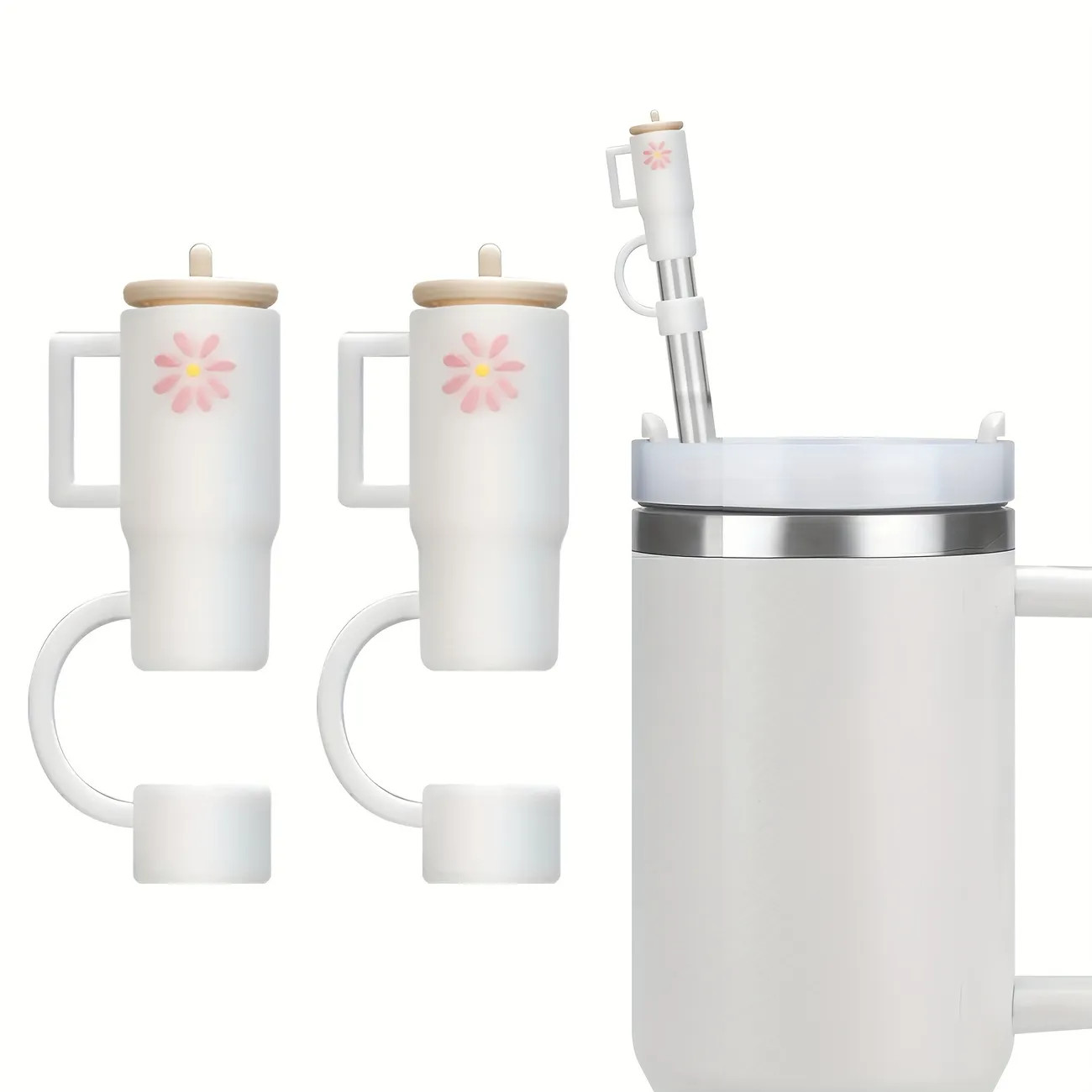 2pcs Silicone Straw Tip Covers & Straw Toppers For Stanley 30 & 40 Oz Tumbler Cup With Handle - P... | Temu Affiliate Program