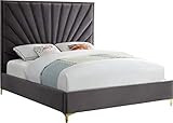 Meridian Furniture Eclipse Collection Modern | Contemporary Velvet Upholstered Bed with Channel Tuft | Amazon (US)