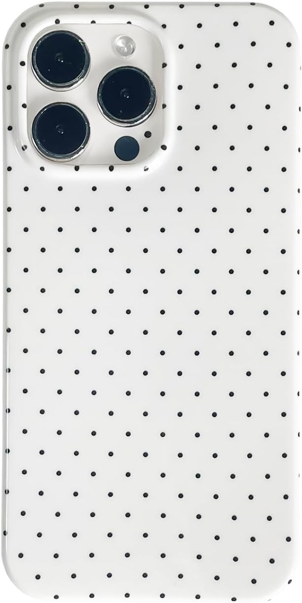 White Tiny Polka Dot Phone Case for iPhone 16 Pro 6.3" Cute Retro Chic Trendy Classy Boho Pattern... | Amazon (US)