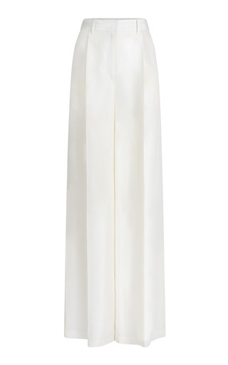 Pleated High-Rise Silk Shantung Wide-Leg Pants | Moda Operandi (Global)
